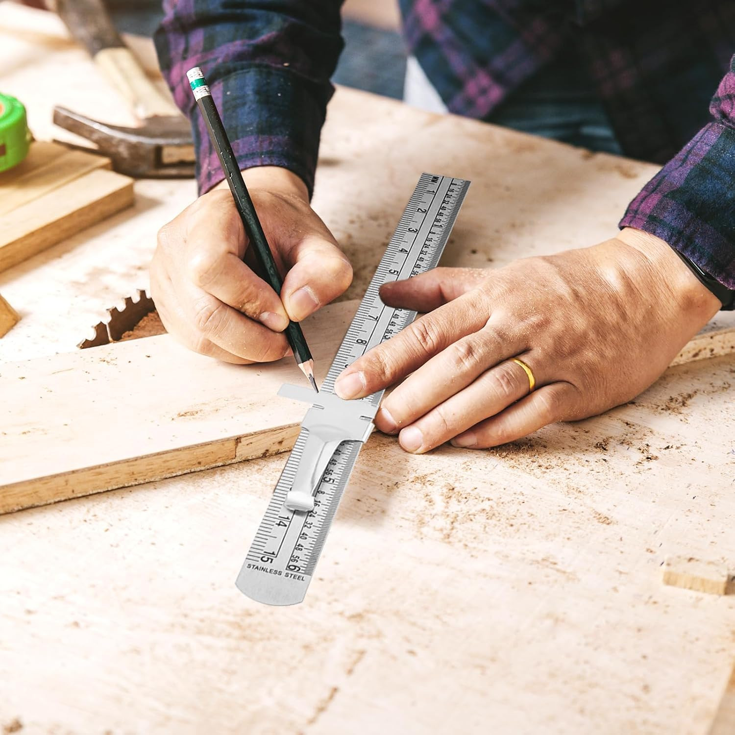 3 Pack 6 Inch Pocket Ruler Metric Stainless Steel Pocket Rulers Machinist Ruler