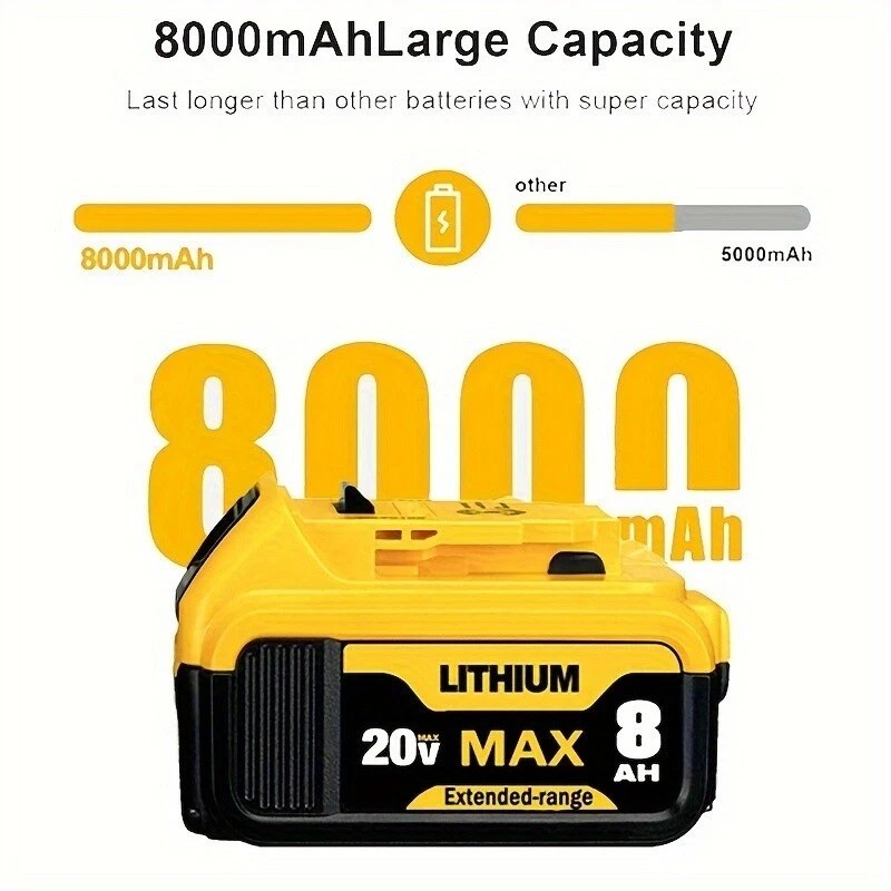 4Pack For DeWalt 20V 20 Volt Max 8.0AH Lithium Ion Battery DCB200 DCB204 DCB206