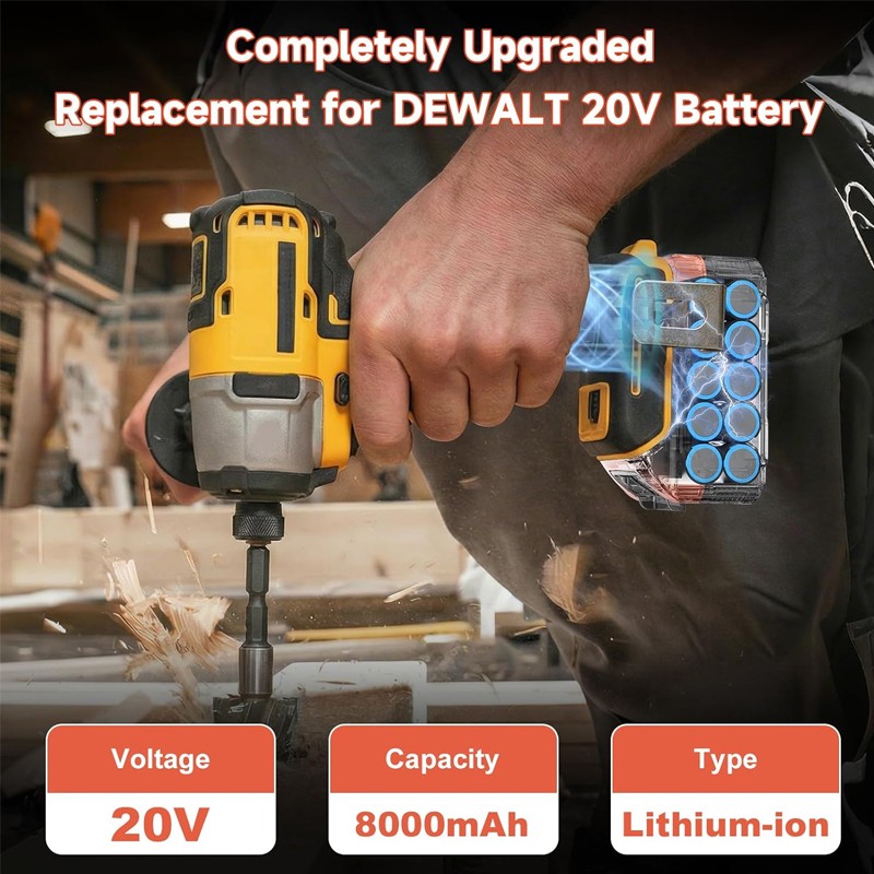 2Pack For DeWalt 20V 20 Volt Max XR 8.0AH Lithium Ion Battery DCB206-2 DCB208-2