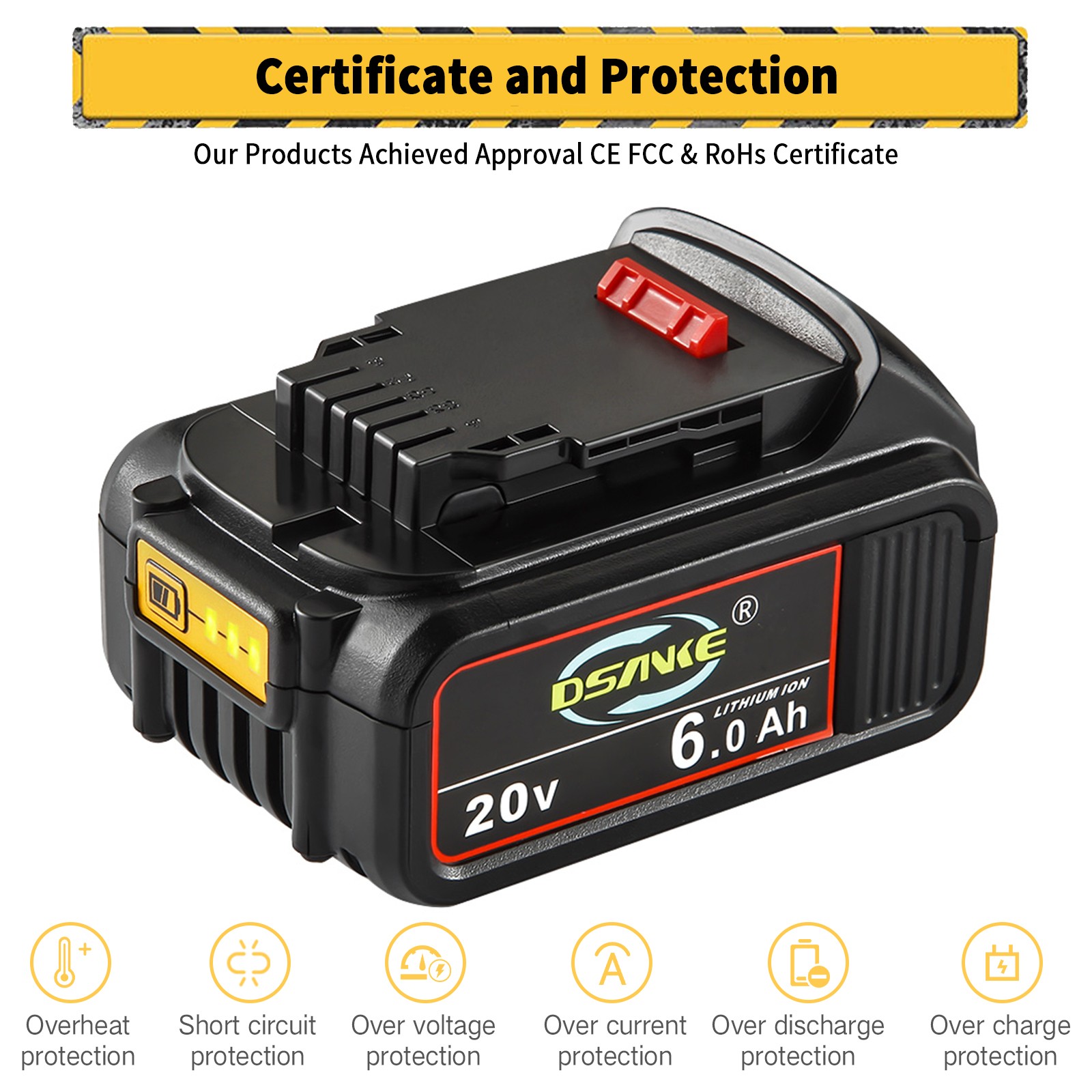 2Pack 6 AH Lithium Ion Battery For DeWalt 20V 20 Volt Max DCB206-2 DCB205 DCB204